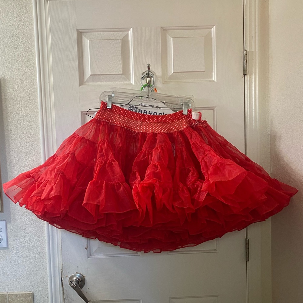 Vintage Red Petticoat Crinoline with adjustable waist